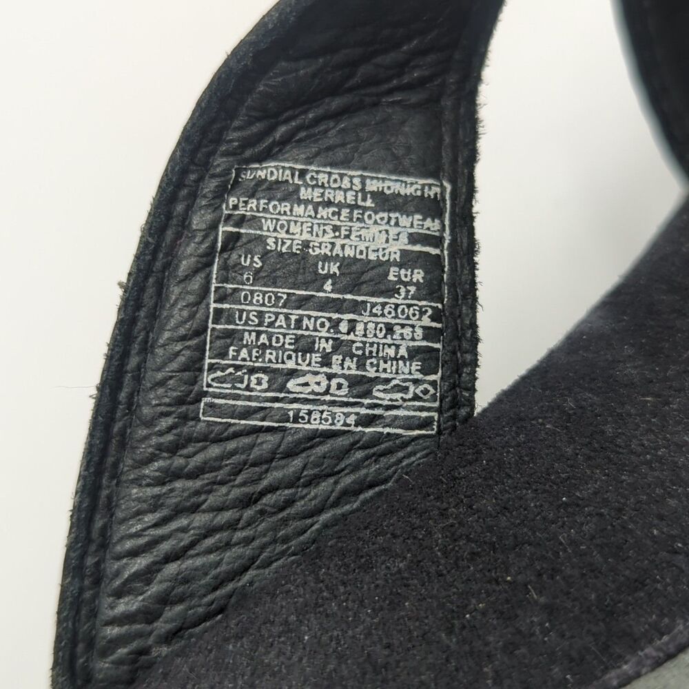 Merrell Women's Sundial Cross Midnight Thong Sandals Black 6 Leather Cork - Picture 7 of 10